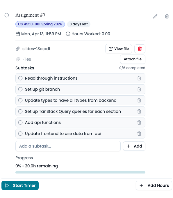 Assignment in Assignment Tracker