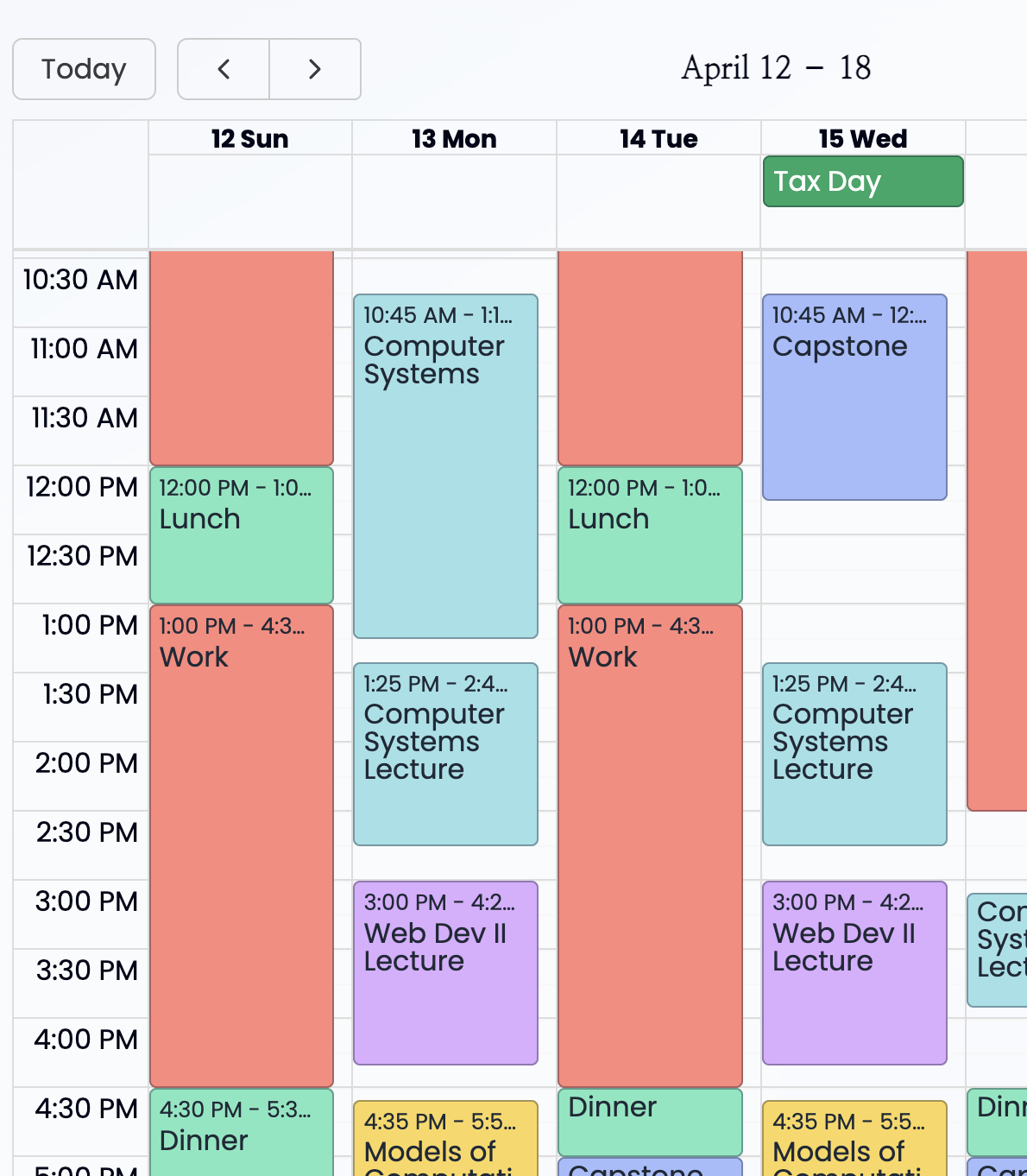 Google Calendar Events in Centered