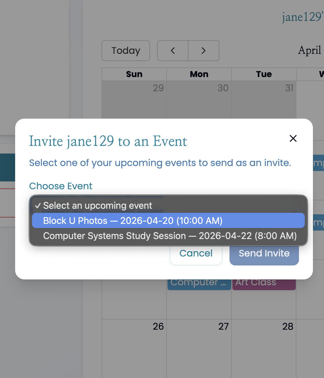 Inviting a friend to an upcoming event