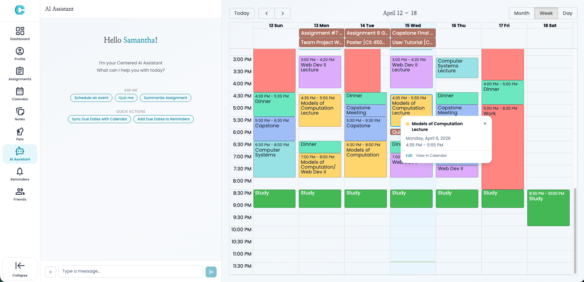Centered AI assistant