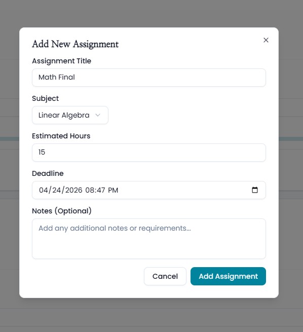 Create assignment form